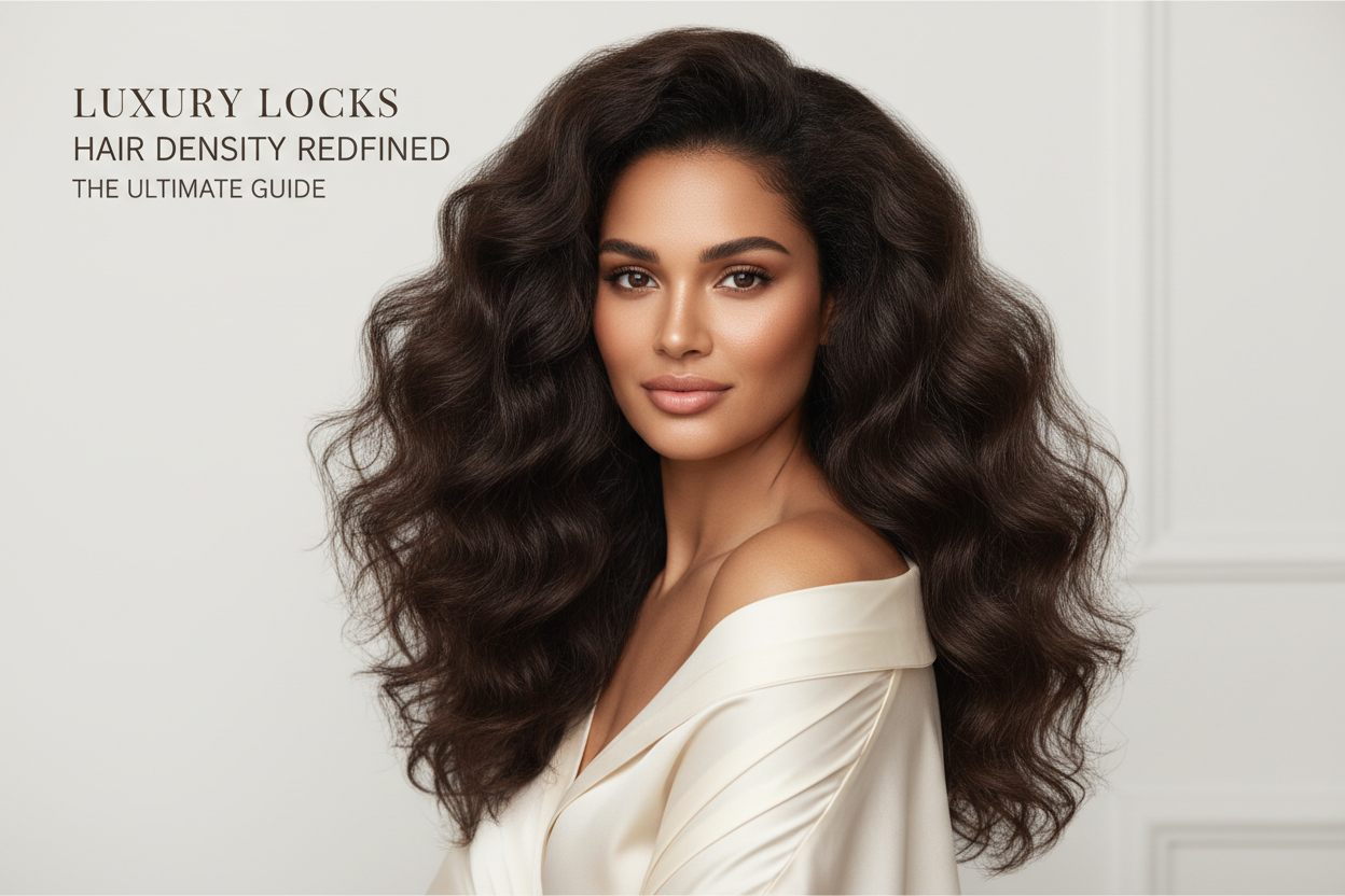 Luxury Locks Hair Density Guide — Woman with voluminous, full dark wavy hair