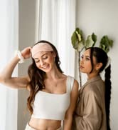 VOLO Salt White Spa Headband & Scrunchie Set for Women | Towel Hair Accessories for Makeup, Washing Face, Self Care & Skin Care | Ultra Soft, Absorbent & Stretchy | Perfect Pair Bundle | Microfiber