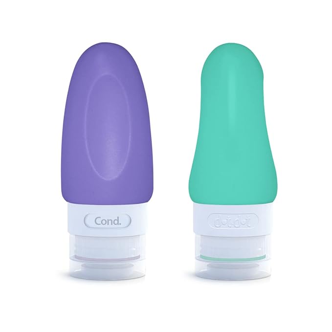Dot&Dot Leak Proof Toiletry Bottles - 4 Pack Silicone Travel Bottles - Shampoo & Conditioner Bottles with TSA Quart Bag - 1 oz Travel Size