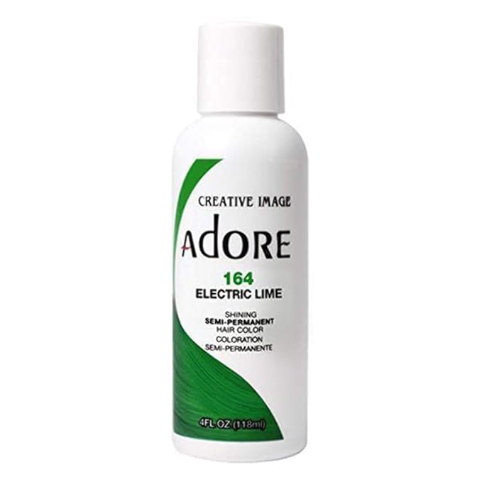 Adore Semi Permanent Hair Color (164 Electric Lime) | Vegan & Cruelty-Free Green Hair Dye | No Ammonia, No Peroxide, No Alcohol | 4 Fl Oz (Pack of 1)