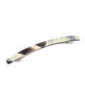 French Amie Long and Thin Ivory Black Large 4” Celluloid Acetate Handmade Automatic Hair Clip Barrette with No Slip Sturdy Silver Clasp for Women and Girls, Made in France