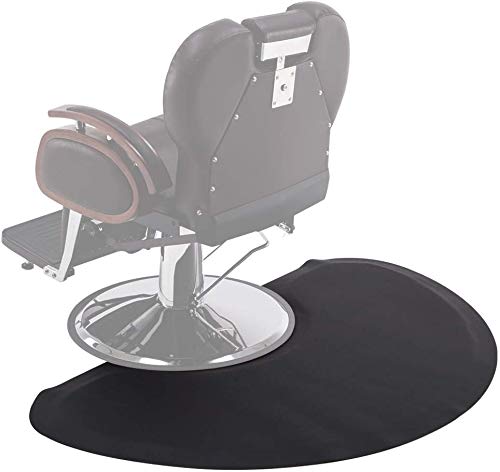 BarberPub 3 x 5 Feet Salon Floor Mat Anti Fatigue Barber Shop Chair Floor Mat for Hair Stylist Semicircle 1/2'' Thick 0020 (Black)