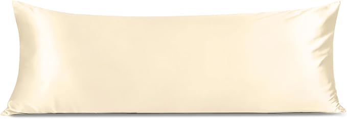 INFIIXSO Body Pillow Cover with Zipper, Luxury Mulberry Silk Body Pillow Case 20x54 Inches, Ultra Smooth and Soft Cooling Long Pillowcase, Gift for Women, Men(Ivory)