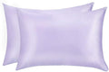 100% Mulberry Silk Pillowcases Set of 2 for Hair and Skin and Super Soft and Breathable Standard Size Nature Silk Pillowcases (Standard, Light Purple)