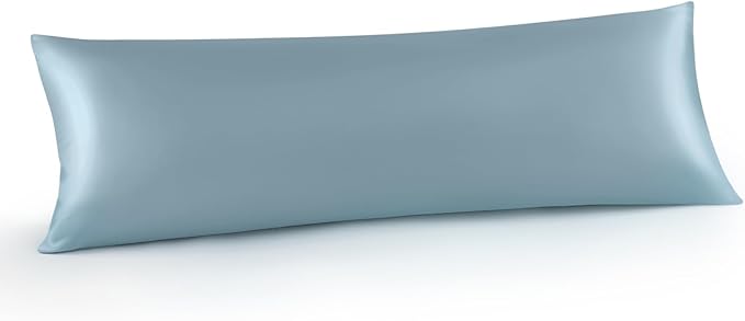 INFIIXSO Body Pillow Cover with Zipper, Luxury Mulberry Silk Body Pillow Case 20x54 Inches, Ultra Smooth and Soft Cooling Long Pillowcase, Gift for Women, Men(Airy Blue)