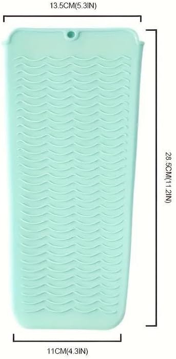 Silicone Heat Insulation Pad, Heat Resistant Silicone Mat Pouch for Flat Iron, Hot Hair Tools, Portable Hair Styling Tool Accessories (Blue)