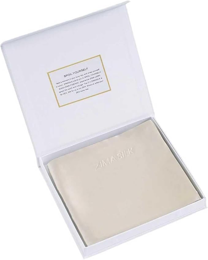 ZIMASILK 22 Momme Silk Pillowcase for Hair and Skin - 100% Pure Mulberry Silk with Hidden Zipper, Grade 6A Luxury Pillow Case for Women, Soft & Durable, Gift Box (Queen 20"x30" Beige)