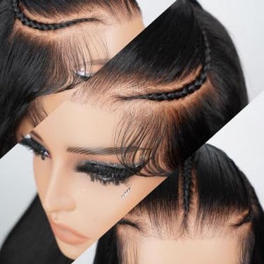 250% Pre Braided Wig Glueless Wigs Human Hair Pre Plucked Pre Cut for Women 9x6 Silky Straight HD Lace Front Wigs Human Hair Pre Everything Glueless Pre Plucked Bleached Knots Lace Front Wig