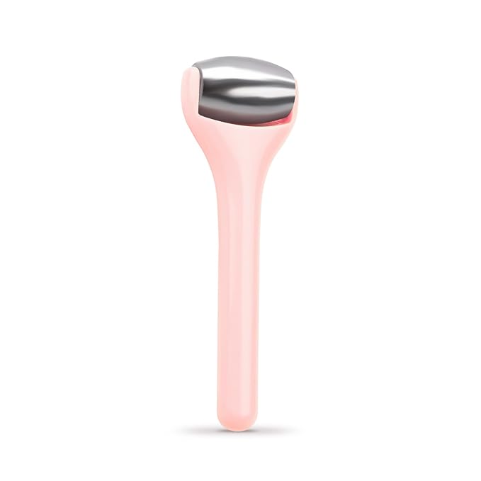MAANGE Mini Eye & Face Rollers for Eye Massager, Stainless Steel Eye Ice Roller for Relief Puffiness Migraine Skincare Facial Roller (Pink)