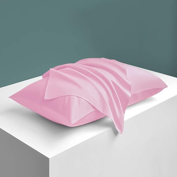 NTBAY Zippered Satin Pillow Cases for Hair and Skin, Luxury Queen Hidden Zipper Pillowcases Set of 2, 20x30 Inches, Light Pink