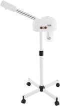 Professional Facial Steamer, 800W White Skin Care Equipment w/Wheels, 750ml Large Capacity Face Steamer Machine for Beauty Salon, Adjustable Height Hot Mist Steamer for Oily Dry Neutral Skin