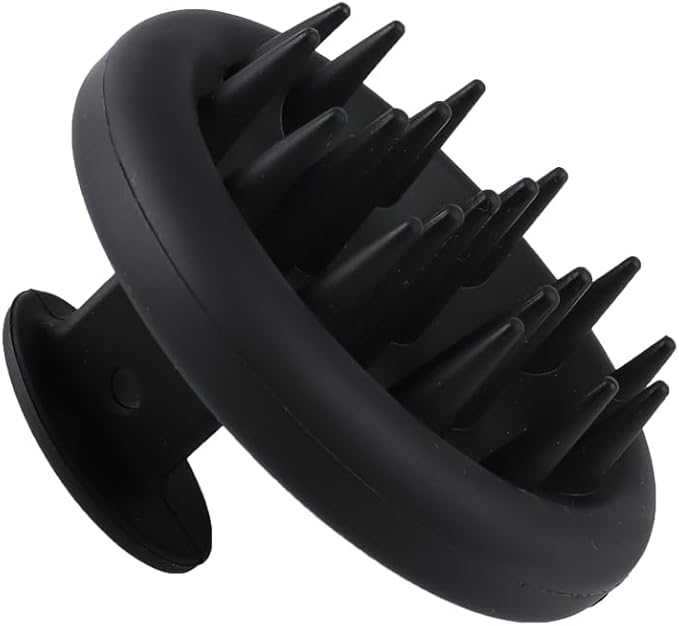 Silicone Scalp Massager Shampoo Brush Scrubber with Soft Bristles Exfoliator for Shower Dandruff Removal Wet Dry Hair Growth and Care Black