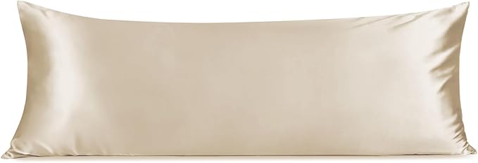 INFIIXSO Body Pillow Cover with Zipper, Luxury Mulberry Silk Body Pillow Case 20x54 Inches, Ultra Smooth and Soft Cooling Long Pillowcase, Gift for Women, Men(Beige)