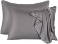 2 Pcs Mulberry Silk Pillowcase for Hair and Skin,Cooling Silk Pillow Case with Hidden Zipper,Allergen Proof Dual Sides Soft Breathable Smooth Silk Pillow Cover for Women(Standard-2PCS,Dark Gray)