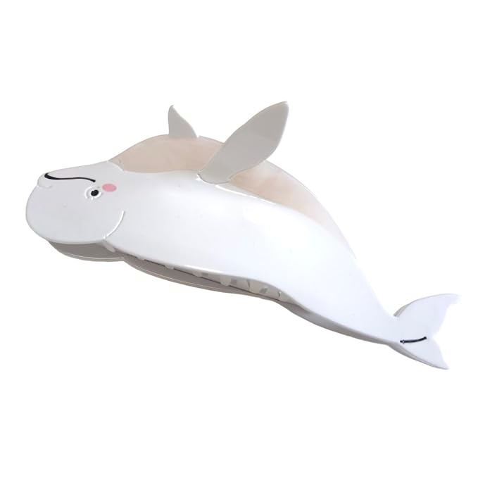 Novelty White Beluga Hair Clips,Cellulose Acetate Hair Clips,Big Claw Clips for Girl,Hair Accessories