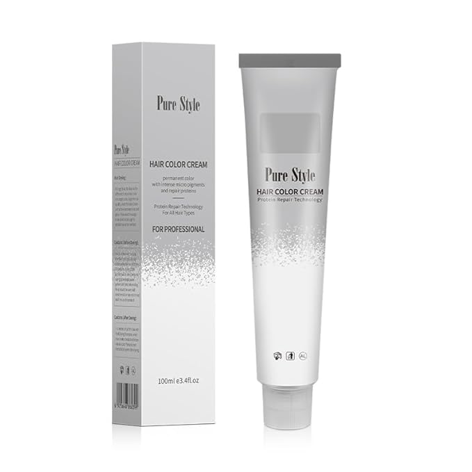 PureStyle 100ml Professional Permanent Hair Color Dye Cream Ammonia Free, Long Lasting Jet Black Hair Dye Color For Women Men, 100% Gray Coverage, Natural Shine (22/0 Black)
