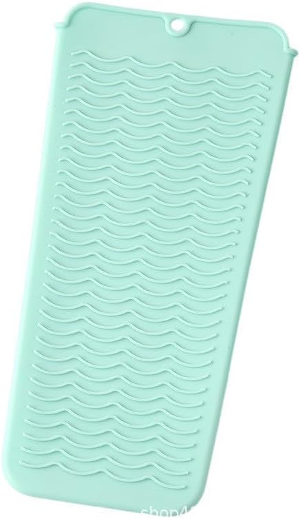 Silicone Heat Insulation Pad, Heat Resistant Silicone Mat Pouch for Flat Iron, Hot Hair Tools, Portable Hair Styling Tool Accessories (Blue)