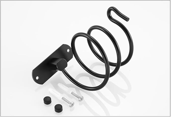 Blow Dryer Holder Wall Mounted Bathroom Hair Dryer Hanger Hair Tool Organizer for Full Size Dryer Swivel Storage Rack with Armrests for Flat Iron Curling Iron Space Saving Design (Black)