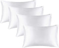 BEDELITE Satin Pillowcase for Hair and Skin, Super Soft Similar to Silk Pillow Cases 4 Pack with Envelope Closure, Cooling Pillowcases for Women Men (20"x30" Queen Size, White)