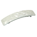 French Amie Long Rectangle Large 4” Frost White Handmade Celluloid Automatic Hair Clip Barrette (Frost White)