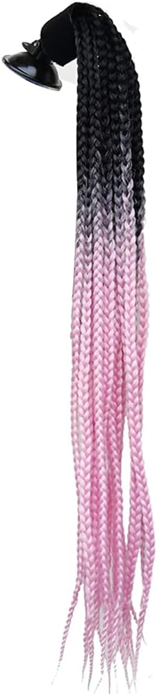 Helmet Pigtails Gradient Ramp Helmet Braids Ponytail Helmet Hair with Suction Cup for Motor Bike 1PCS 24inch (Helmet not Included)