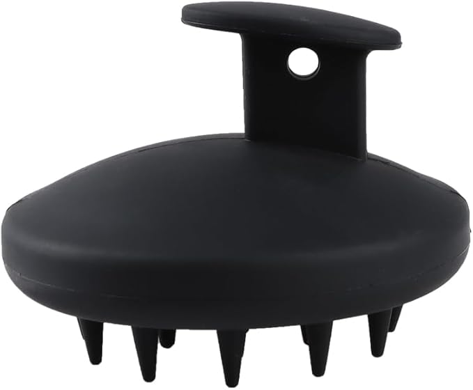 Silicone Scalp Massager Shampoo Brush Scrubber with Soft Bristles Exfoliator for Shower Dandruff Removal Wet Dry Hair Growth and Care Black
