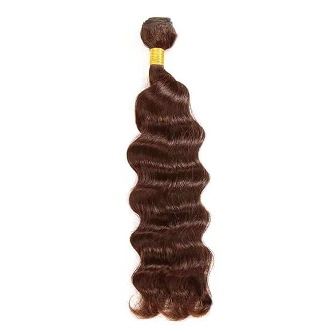 Chocolate Brown Human Hair Bundles Color 4 Deep Wave Bundles Niegmeag Peruvian Grade 8A Virgin Remy Hair 1 Bundle 18 Inch Double Weft Hair Weave 100g