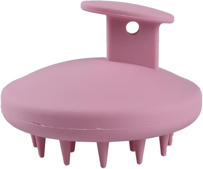 Silicone Scalp Massager Shampoo Brush Scrubber with Soft Bristles Exfoliator for Shower Dandruff Removal Wet Dry Hair Growth and Care Pink