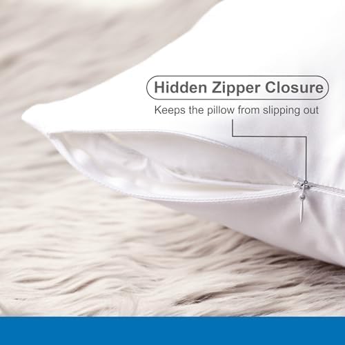 Pillow Cases - 100% Viscose Derived from Bamboo - Cooling Pillowcase - Queen Size, Cream, Set of 2 Zippered - for Hot Sleepers - Soft Pillow Covers - by Vegan Silk