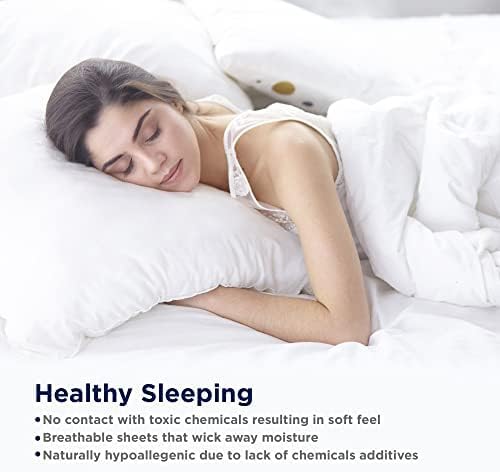 Lane Linen 100% Organic Cotton King Size Pillow Cases Set of 2 (20''x36''), Organic Cotton Pillowcases, King Size Pillow Case Set, Set of 2 Blue Polka Dot