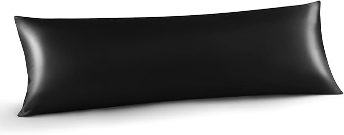 INFIIXSO Body Pillow Cover with Zipper, Luxury Mulberry Silk Body Pillow Case 20x54 Inches, Ultra Smooth and Soft Cooling Long Pillowcase, Gift for Women, Men(Black)