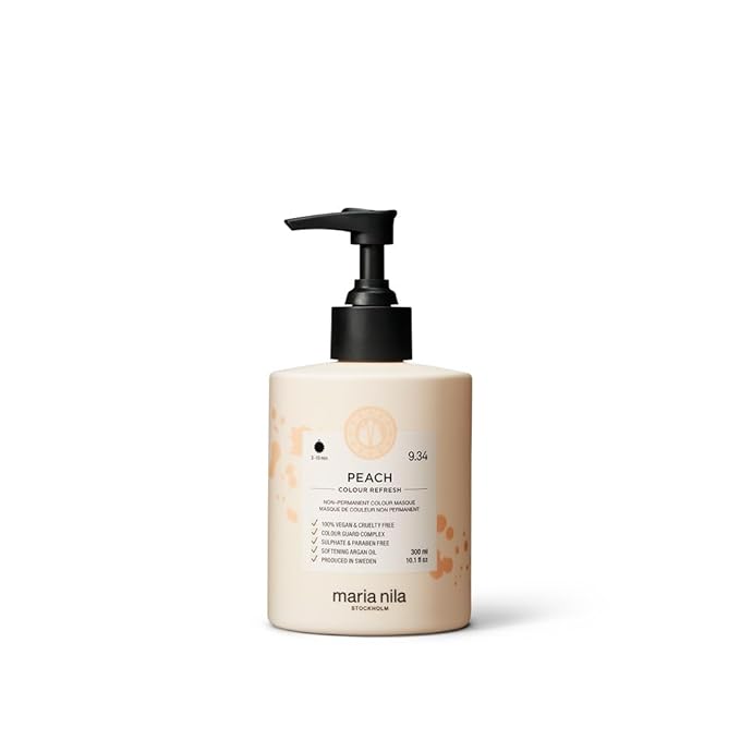 Maria Nila Color Refresh Peach, 10.1 Fl Oz / 300 ml, Peach Color Bomb, Semi-Permanent Pigments, 100% Vegan & Sulfate/Paraben free
