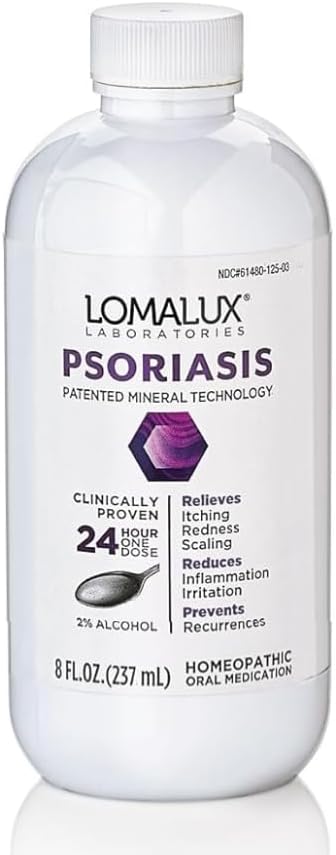 Loma Lux Psoriasis Relief Natural w/Minerals - Multi-Symptom Relief - Clinically Proven Treatment Dermatologist Developed for Psoriasis Vulgaris, Seborrheic Dermatitis, Scalp, Inverse Types - 8 Fl Oz