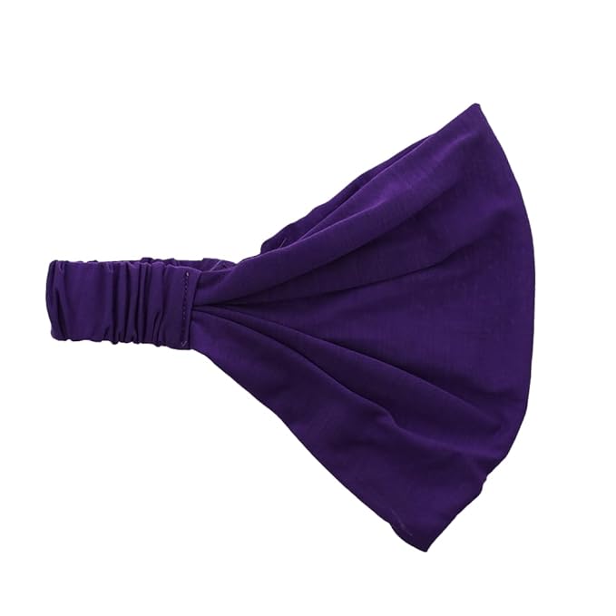 Motique Accessories Purple Wide Cotton Head Band Solid Boho Yoga Style Soft Hairband for Women