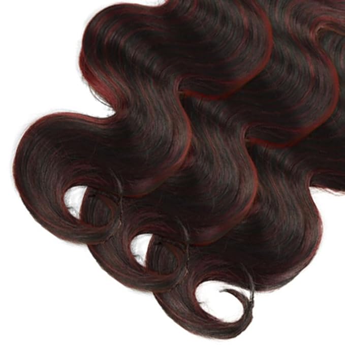 24 26 28 Inch Highlight Human Hair Bundles 99j Body Wave Bundles Brazilian Virgin Remy Hair Extensions Niegmeag 2 Tone Black and Red Body Wave Bundle