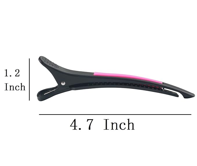 6Pcs/set Pinup Plastic Duck Bill Hair Clips for Sectioning Hair - Professional Non Slip Silicone band Clips Salon DIY Accessories Hairpins Hairgrip for Women(Blcak-Multicolor)