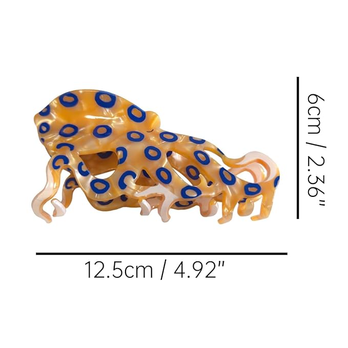 Novelty Blue-Ringed Octopus Hair Clip,Acetate Hair Claw,Big Hair Clips for Women