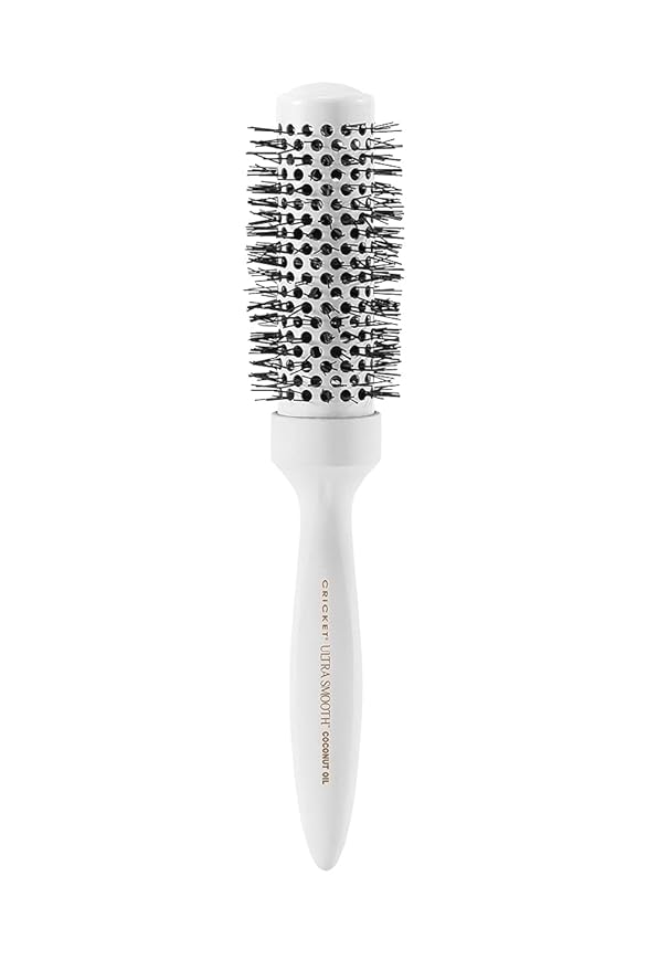 Cricket Ultra Smooth Coconut Thermal Hair Brush – 1.5” Ceramic Barrel, Coconut Oil and Keratin-Infused, Anti-Static Heat-Resistant Bristles, Textured Handle for Styling All Hair Types