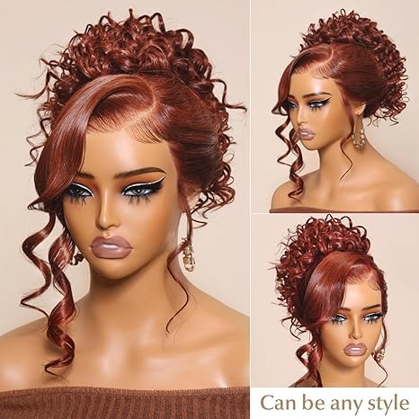 AMIRTY 250 density Dark Ginger Wig Human Hair Pre Plucked 13x4 Auburn Colored Lace Front Wigs Body Wave Glueless Wigs Human Hair HD Lace Frontal Reddish Brown Human Hair Wig 24 Inch
