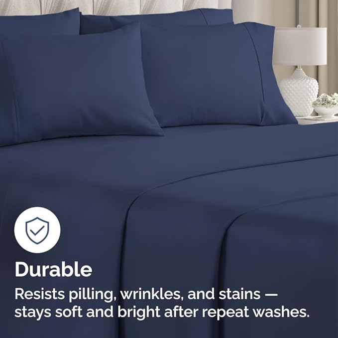 King Pillow Cases - 4 Pack - Super Soft Pillowcase Covers - Envelope Enclosure - Hotel Quality Pillow Protectors - Wrinkle Free, Shrink and Stain Resistant - Machine Washable - 20" x 40" (Navy Blue)