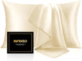 INFIIXSO Mulberry Silk Pillowcase for Hair and Skin, Silk Pillow Cases Queen Size Set of 2 with Hidden Zipper 20x30 Inches, Ultra Smooth and Soft Cooling Pillow Cases for Hot Sleepers(Ivory, 2 Pack)