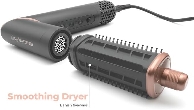 SRILabs StyleWrap Pro 7-in-1 Coanda Air Hair Multi Styler Dryer Brush in Gray with Negative Ions, Light Foldable Design, Quiet Brushless Motor, Aviation-Grade Aluminum, Memory Function