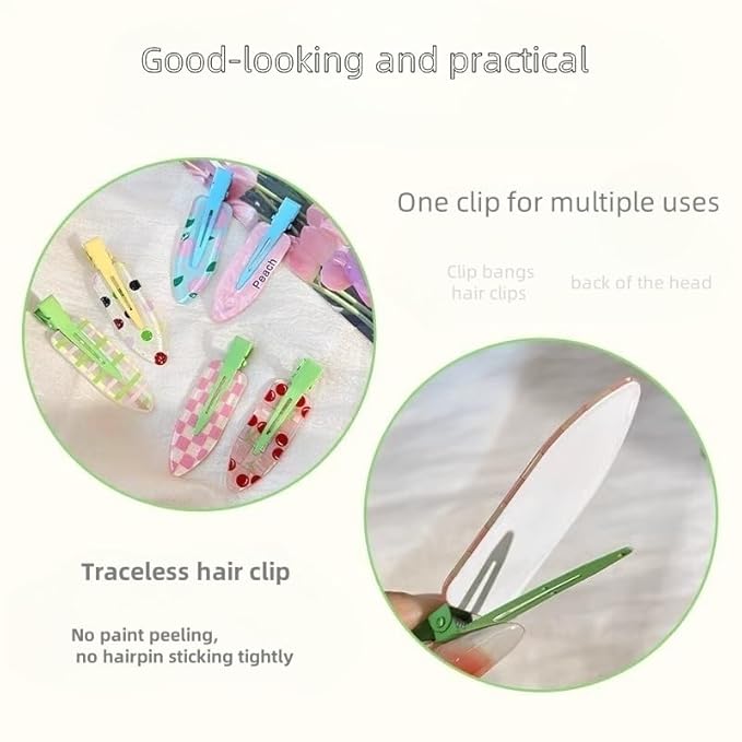 2 Pcs Cute fruit hair clip for Women Girls thick,thin hair.No Bend No Crease Hair Clips for styling sectioning hair barretters fine (Bobo sugar)