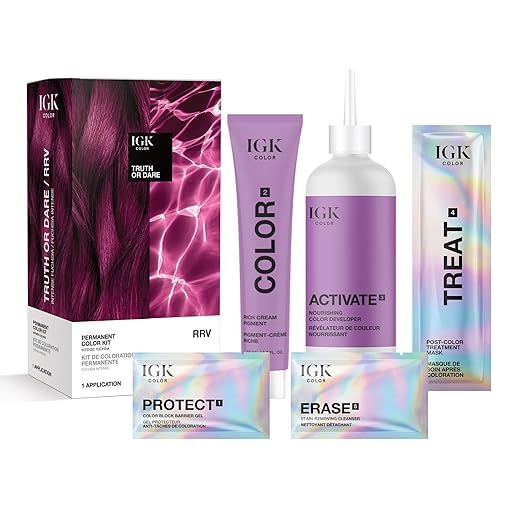 IGK Permanent Hair Color Kit | RRV Truth or Dare - Intense Fuchsia | 100% Gray Color Coverage + Strengthen + Shine | Ammonia Free