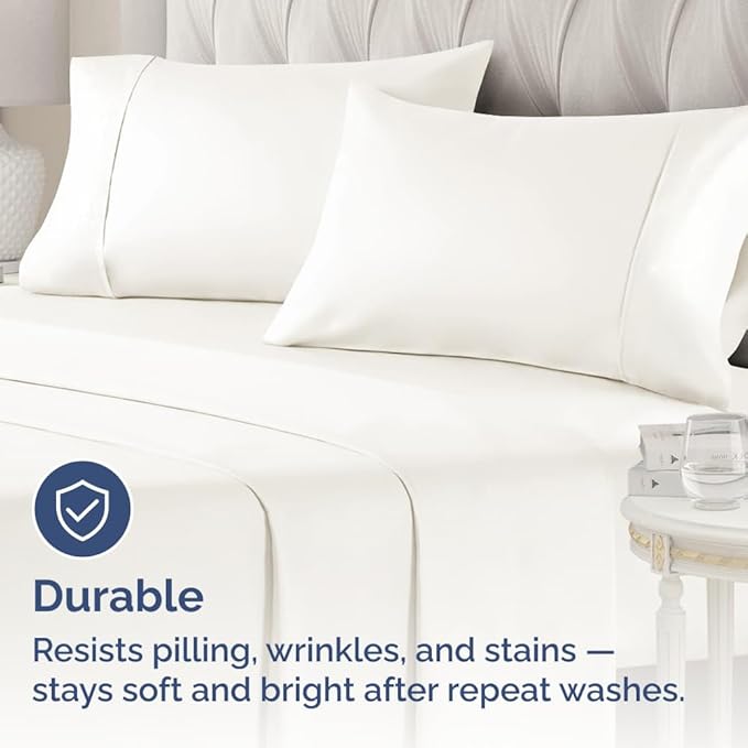 Queen Pillow Cases - 2 Pack - Super Soft Pillowcase Covers - Envelope Enclosure - Hotel Quality Pillow Protectors - Wrinkle Free, Fade & Stain Resistant - Machine Washable - 20" x 30" (Antique White)