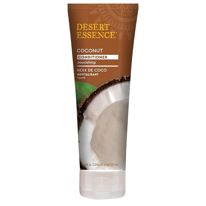 Desert Essence Coconut Conditioner - 8 fl oz - Nourishing for dry hair, smooth frizz and restore moisture and shine with Organic Coconut Oil, Shea Butter, and Sunflower Oil