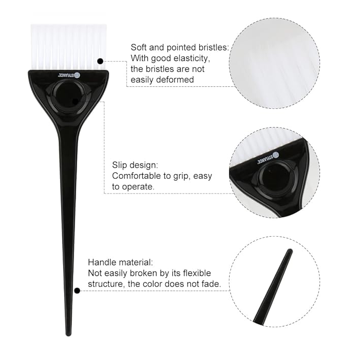 3 Pieces Hair Color Brush Kit, Balayage Tint Brush, Soft Deying Bristles for Salon & DIY Hair Coloring (Type C)