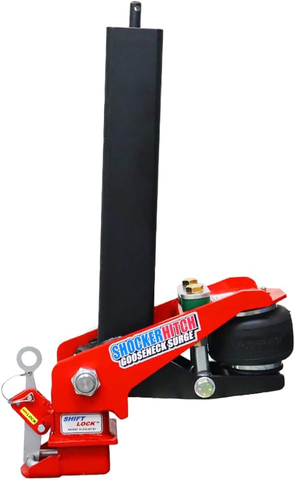 Shocker 30K Gooseneck Surge Air Hitch & Shift Lock Coupler for 2-5/16" Ball, 3-15/16" Square Top Crank