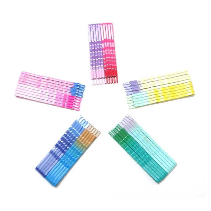 WHITEBRIDGE 50pcs Simple Colorful Rainbow Hair Bobby Pins Metallic Barrettes Hair Clips for Women Girls - Metallic Gradient Colorful Shiny Hairpins Bobby Pins Set