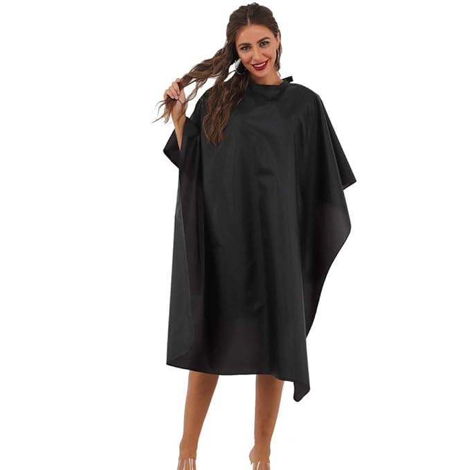 Black Waterproof Hair Salon Cape Professional Barber Cape with Metal Snap Closure Hair Cutting Cape (Black-8 Pack)